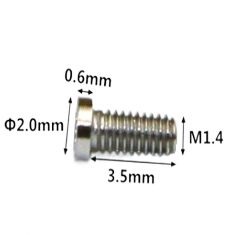 Skru mikro miniatur ketepatan tinggi M1.4 6 lobus untuk jam tangan