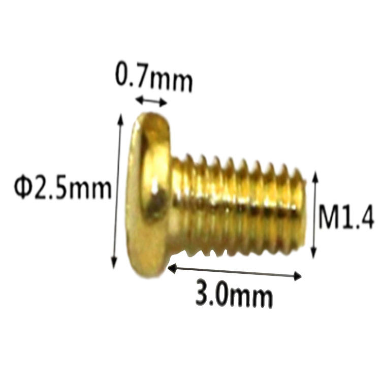 Hot sale M1.4 brass pan head slotted mini small small screw