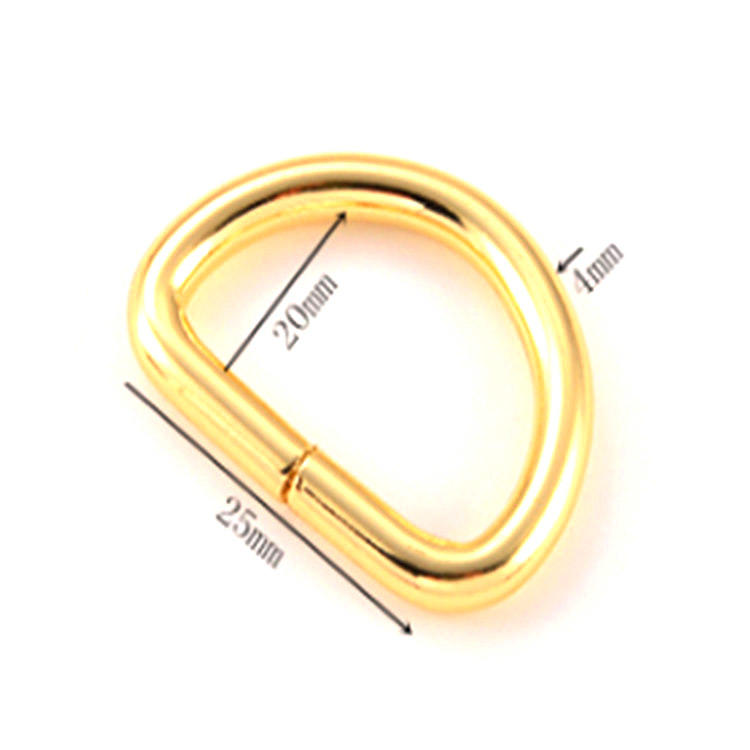 Penyangkut cincin D warna keluli karbon berlapis nikel emas untuk beg