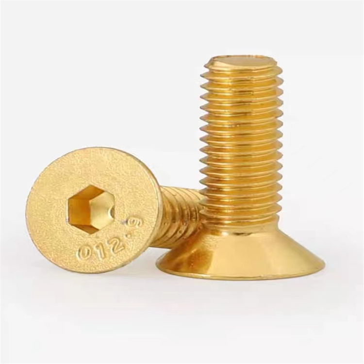 Benang mesin jualan panas m3 skru countersunk titanium emas