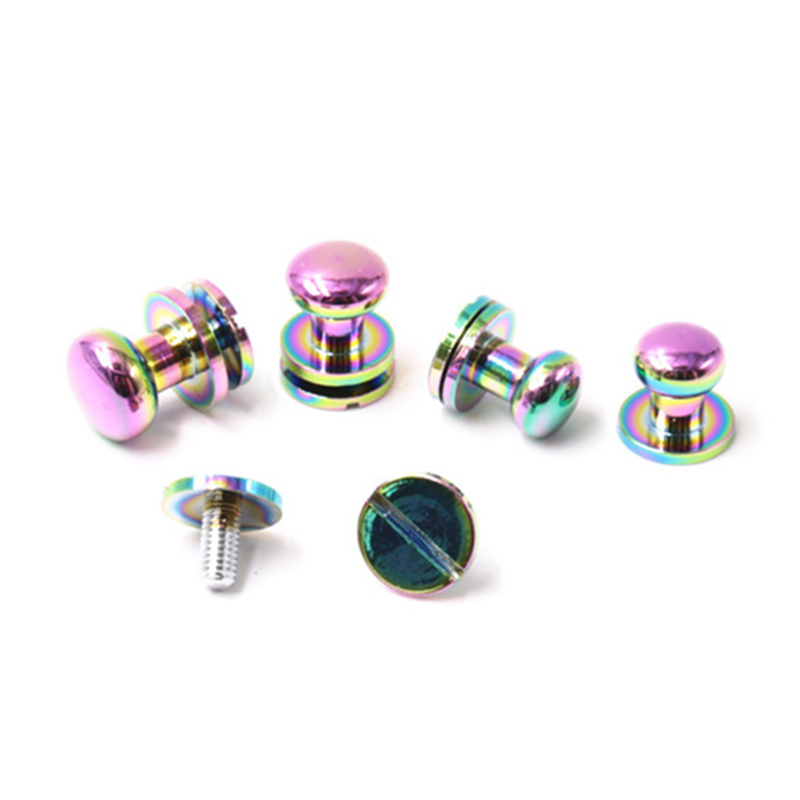 Loyang warna pelangi 8mm kancing sam browne untuk tali pinggang kulit Loyang warna pelangi 8mm kancing sam browne untuk tali pinggang kulit