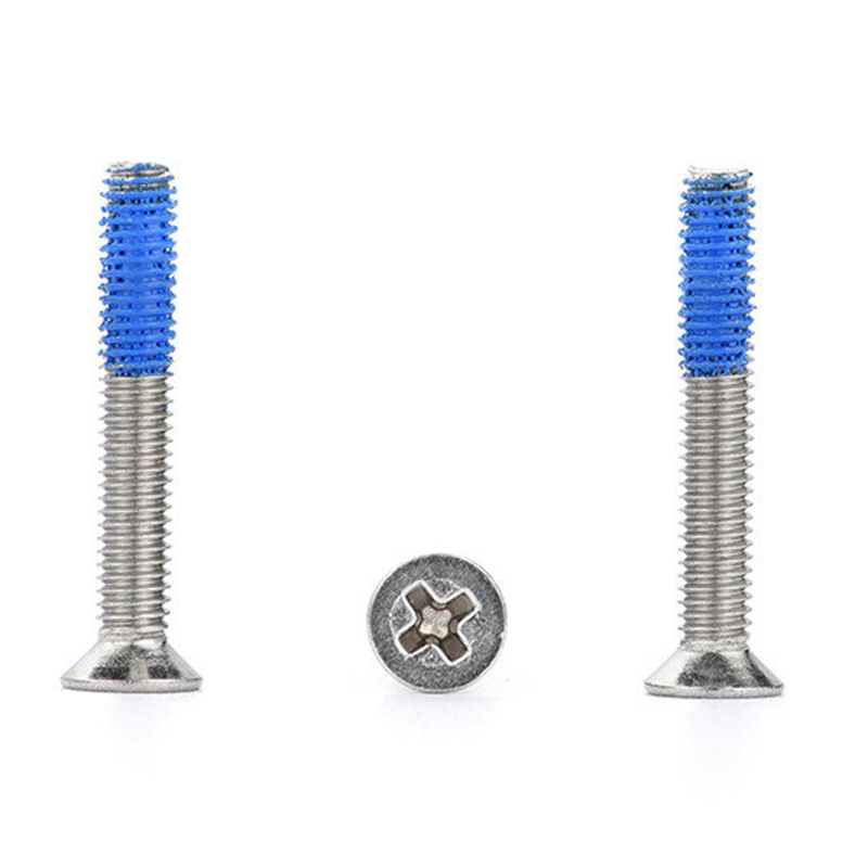 M3 Skru Mesin Countersunk Kepala Keluli Tahan Karat PH2 dengan tampalan Nylon M3 Skru Mesin Countersunk Kepala Keluli Tahan Karat PH2 dengan tampalan Nylon