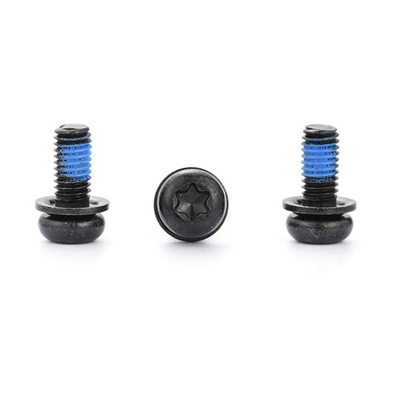 Skru set tiga torx kepala bulat hitam dengan tampalan nilon Skru set tiga torx kepala bulat hitam dengan tampalan nilon