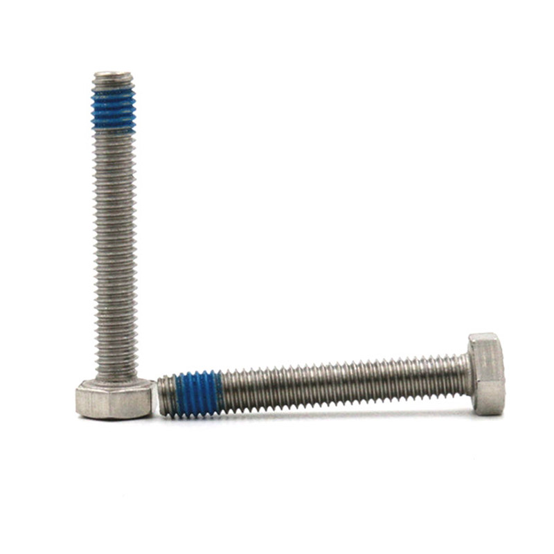 M8 bolt kepala heksagon inden dengan tampalan Nylon Biru